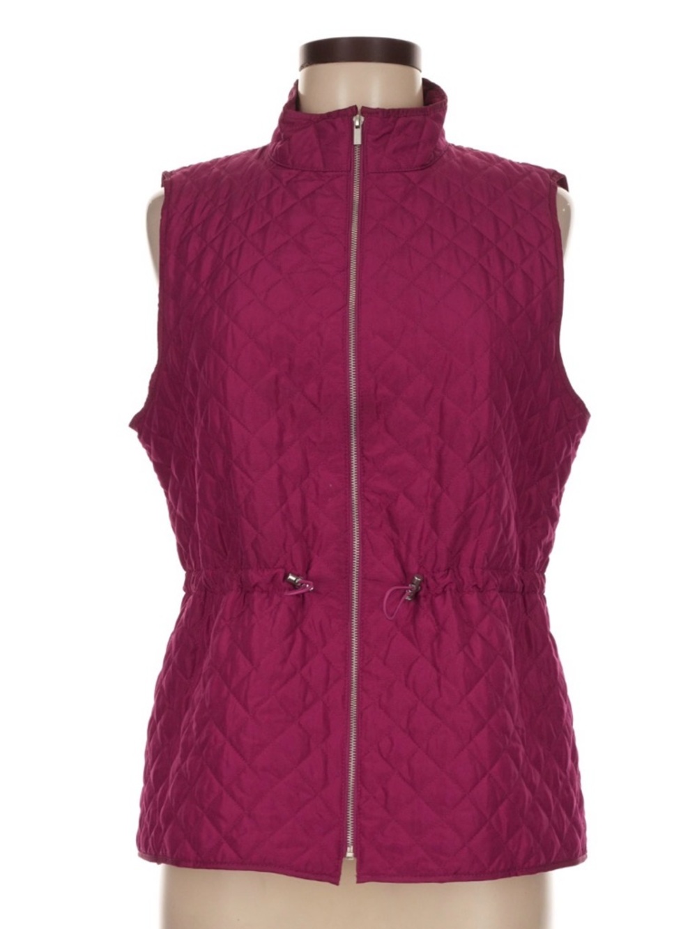 Chicos Quilted Zip-Front Sleeveless Vest - Berry
